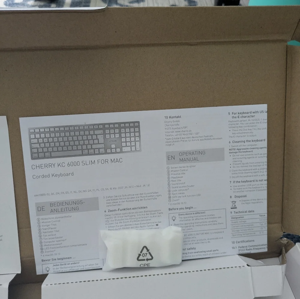 Cherry KC 6000 Slim Corded Keyboard for Mac